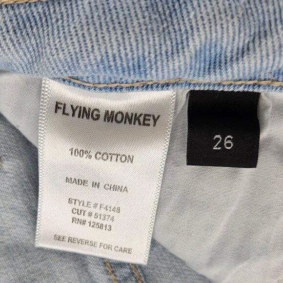 Flying Monkey Shorts Women 26 Light Wash Blue Distressed Frayed Cutoff High Rise - Picture 5 of 16
